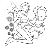 A coloring page of winx club
